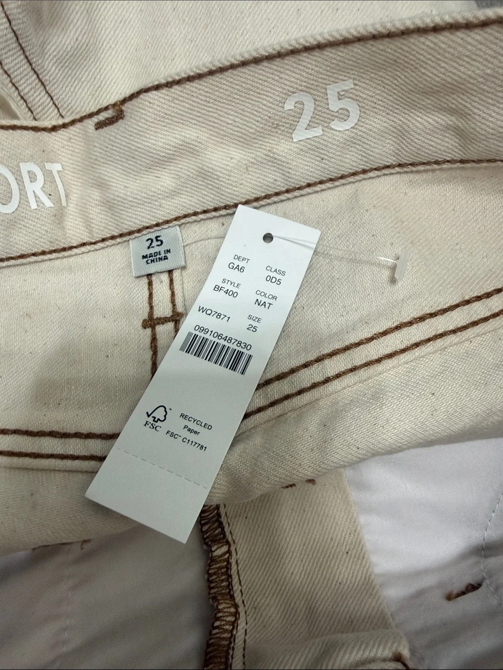 NWT J. Crew Midlength denim short in ecru Size 25